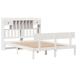vidaXL Bed met boekenkast zonder matras grenenhout wit 140x200 cm