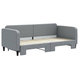 vidaXL Slaapbank met onderschuifbed 90x200 cm stof lichtgrijs