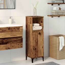 vidaXL Badkamerkast 30x30x100 cm bewerkt hout oud houtkleurig