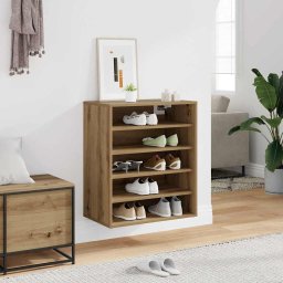 vidaXL Schoenenkast 60x35x70 cm bewerkt hout artisanaal eikenkleur
