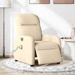 vidaXL Massagestoel elektrisch verstelbaar stof crèmekleurig