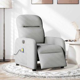 vidaXL Massagestoel elektrisch verstelbaar stof wolk grijs
