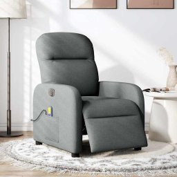 vidaXL Massagestoel elektrisch verstelbaar stof donkergrijs
