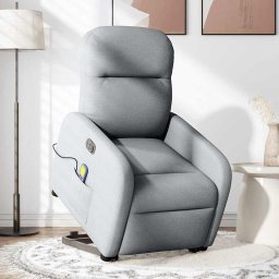 vidaXL Sta-op-massagestoel elektrisch verstelbaar stof lichtgrijs