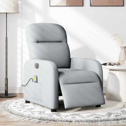vidaXL Massagestoel elektrisch verstelbaar stof lichtgrijs