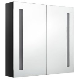 vidaXL Badkamerkast met spiegel en LED 62x14x60 cm glanzend zwart