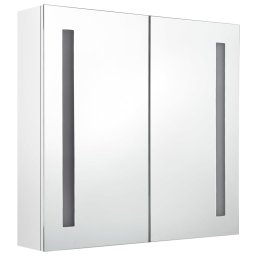 vidaXL Badkamerkast met spiegel en LED 62x14x60 cm glanzend wit