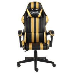 vidaXL Racestoel kunstleer zwart en goudkleurig