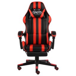 vidaXL Racestoel met voetensteun kunstleer zwart en rood
