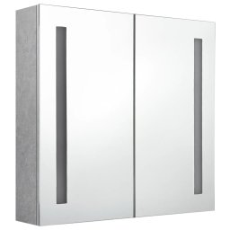 vidaXL Badkamerkast met spiegel en LED 62x14x60 cm betongrijs