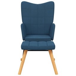 vidaXL Schommelstoel met voetenbank stof blauw