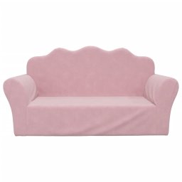 vidaXL Kinderbank 2-zits roze zacht pluche