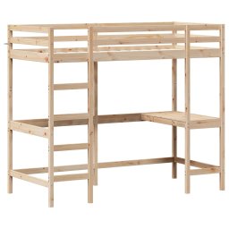 vidaXL Hoogslaper met bureau massief grenenhout 90x200 cm