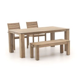 + 15% kassakorting | ROUGH-S/ROUGH-X 180cm dining tuinset met bank 4-delig stapelbaar - Laagste prijsgarantie!