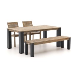 + 15% kassakorting | ROUGH-S/ROUGH-X 180cm dining tuinset met bank 4-delig stapelbaar - Laagste prijsgarantie!