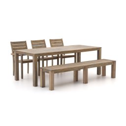 + 15% kassakorting | ROUGH-S 220cm dining tuinset met bank 5-delig stapelbaar - Laagste prijsgarantie!