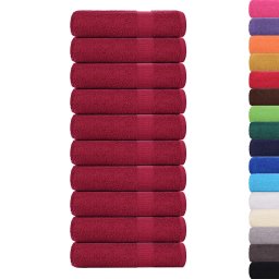 vidaXL Badhanddoeken FROGN 10 st Bordeauxrood 100 x 150 cm 360