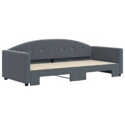 vidaXL Slaapbank met onderschuifbed 90x200 cm fluweel donkergrijs