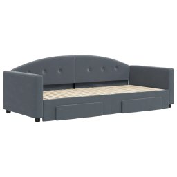 vidaXL Slaapbank onderschuifbed en lades 90x200 cm fluweel donkergrijs