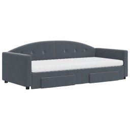vidaXL Slaapbank onderschuifbed en lades 90x200 cm fluweel donkergrijs