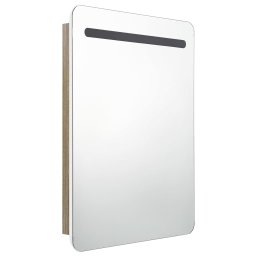 vidaXL Badkamerkast met spiegel en LED 60x11x80 cm wit en eikenkleurig