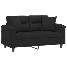 vidaXL Tweezitsbank met kussens 120 cm microvezelstof zwart