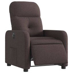vidaXL Fauteuil verstelbaar elektrisch stof donkerbruin