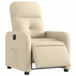 vidaXL Fauteuil verstelbaar elektrisch stof crèmekleurig