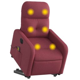 vidaXL Sta-op-massagestoel elektrisch verstelbaar stof wijnrood