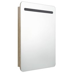 vidaXL Badkamerkast met spiegel en LED 60x11x80 cm eikenkleurig