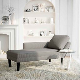 vidaXL Chaise longue met kussen corduroy stof lichtgrijs