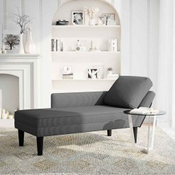 vidaXL Chaise longue met kussen corduroy stof donkergrijs