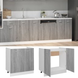 vidaXL Gootsteenkast Lyon 80x46x81,5cm bewerkt hout grijs sonoma eiken