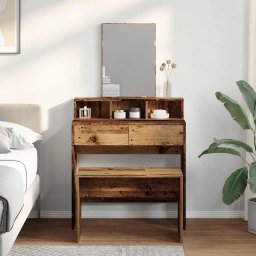 vidaXL Kaptafelkruk 70x35x45 cm bewerkt hout oud houtkleurig