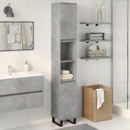vidaXL Badkamerkast 30x30x190 cm bewerkt hout betongrijs