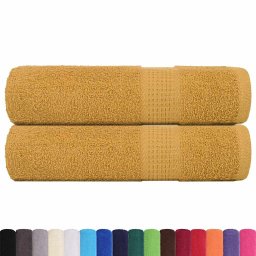 vidaXL Douchehanddoeken FROGN 2 st 70x140 cm 360 g/m² goud