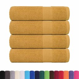 vidaXL Douchehanddoeken FROGN 4 st 70x140 cm 360 g/m² goud