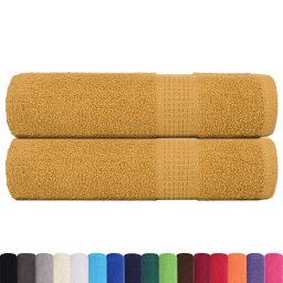 vidaXL Badhanddoeken FROGN 2 st 100x150 cm 360 g/m² goud