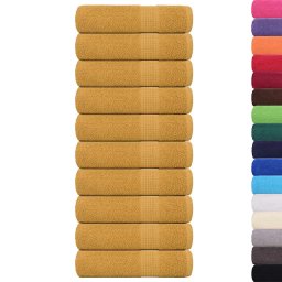 vidaXL Badhanddoeken FROGN 10 st 100x150 cm 360 g/m² goud