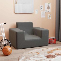 vidaXL Kinderbank zacht pluche antraciet