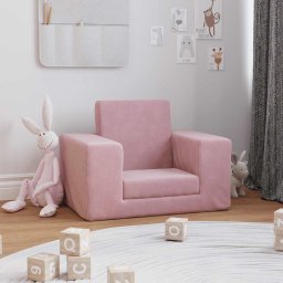 vidaXL Kinderslaapbank zacht pluche roze
