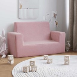vidaXL Kinderbank 2-zits zacht pluche roze