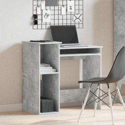 vidaXL Bureau met schappen 84x40x78 cm bewerkt hout betongrijs