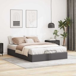 vidaXL Bedframe zonder matras 140x200 cm kunstleer grijs