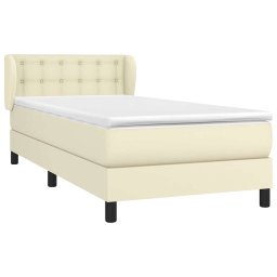 vidaXL Boxspring met matras kunstleer crèmekleurig 100x200 cm