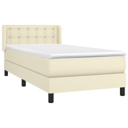 vidaXL Boxspring met matras kunstleer crèmekleurig 100x200 cm