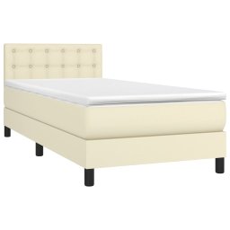 vidaXL Boxspring met matras kunstleer crèmekleurig 100x200 cm