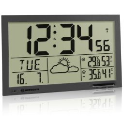 Bresser MyTime Jumbo LCD Weer Wandklok - Antraciet