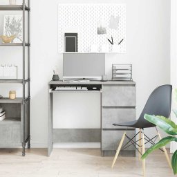 vidaXL Bureau 90x45x76 cm bewerkt hout betongrijs