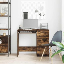 vidaXL Bureau 90x45x76 cm bewerkt hout gerookt eikenkleurig
